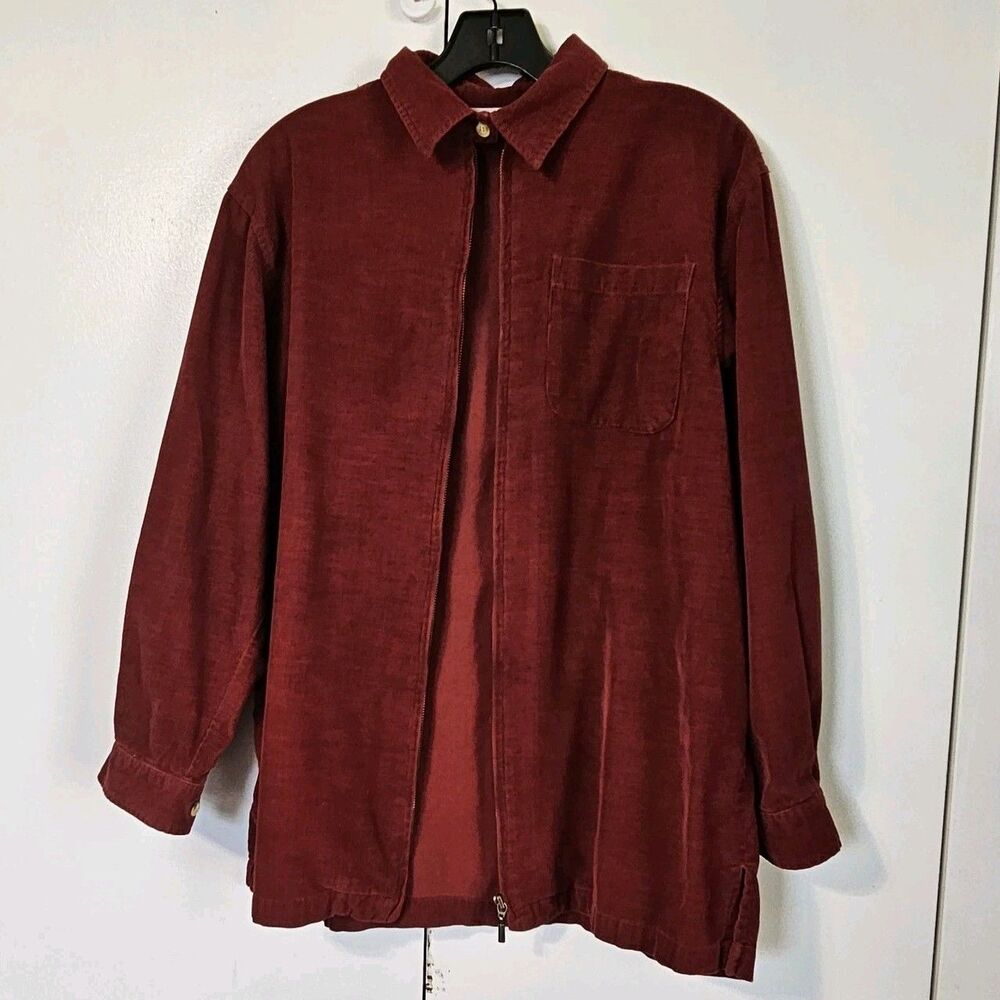 Capacity Jacket Womens Small Burgundy Corduroy, Front Zipper, Light Weight